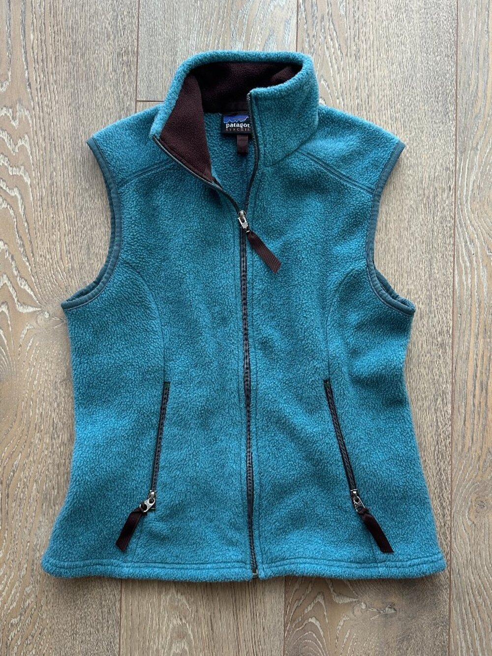 Rare Vintage Patagonia Women's Synchilla Teal Fleece Vest Full Zip - Size S